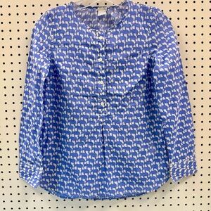 Crewcuts Girls Blue and White Elephant Cotton Blouse 12